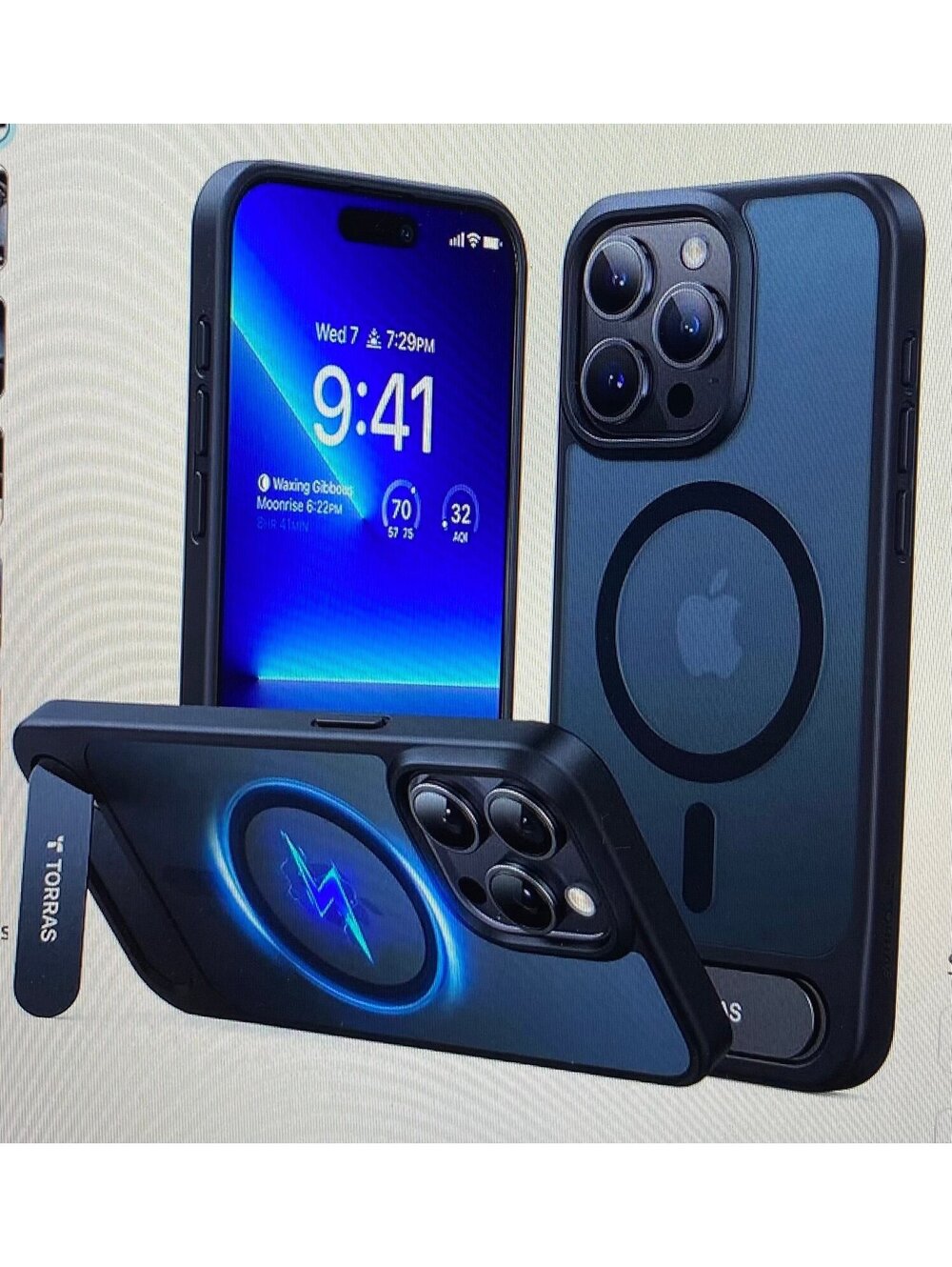 Torras Strong Magnetic & Seamless Stand  Case for iPhone 15 Pro Max Matte Black